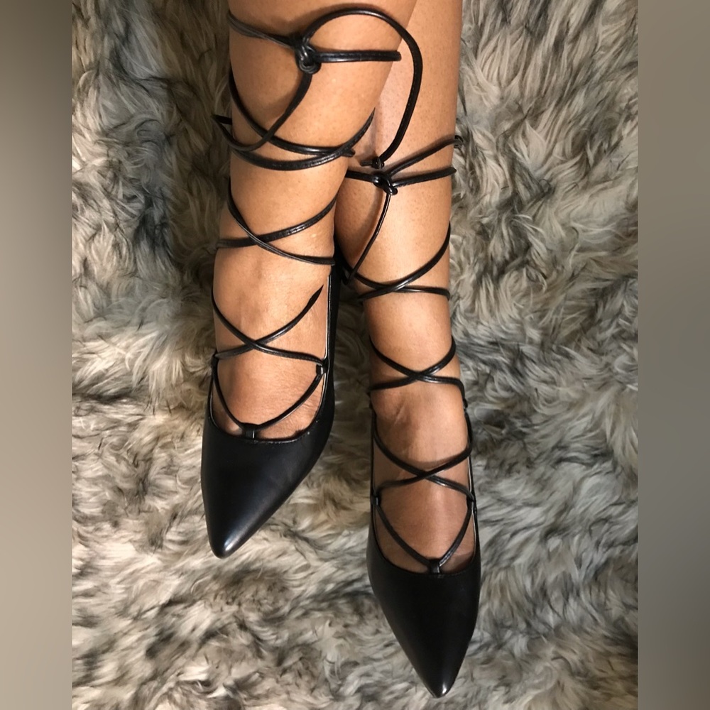 Black lace up heels